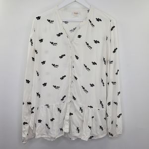 Wrangler White Floral Printed Button Up Top Prairie Western Cottagecore